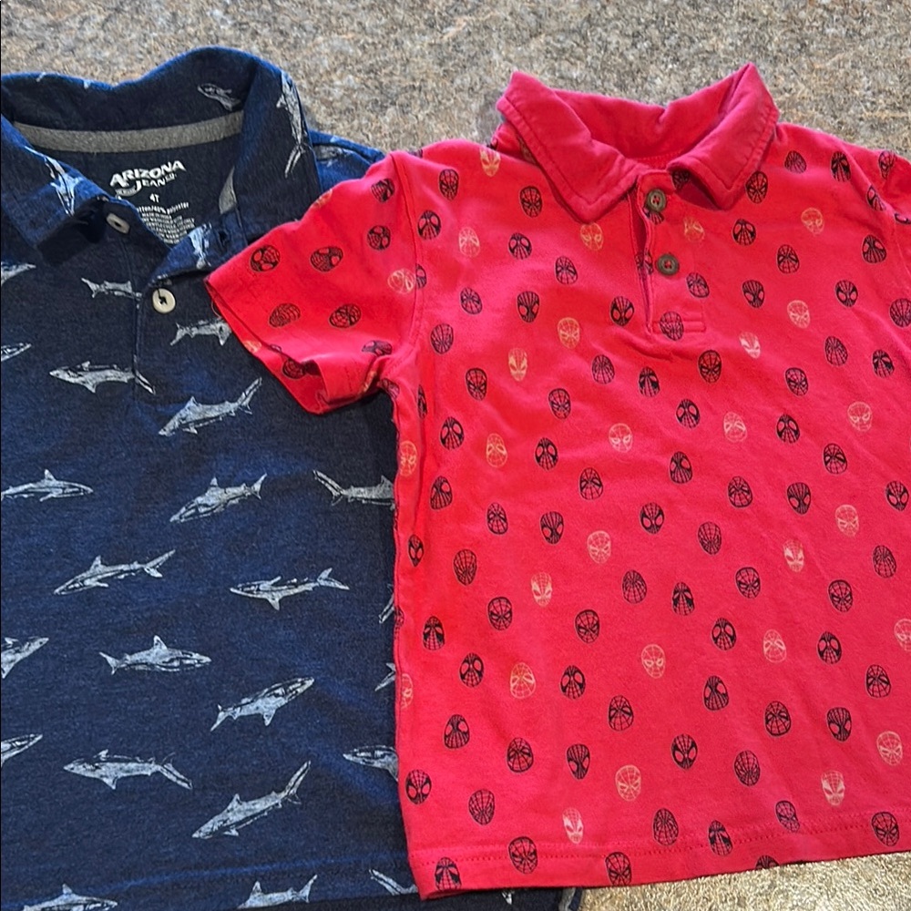 4T Kohls Brands: Arizona and Marvel/Jumping Beans Polo shirts Shark& Spiderman